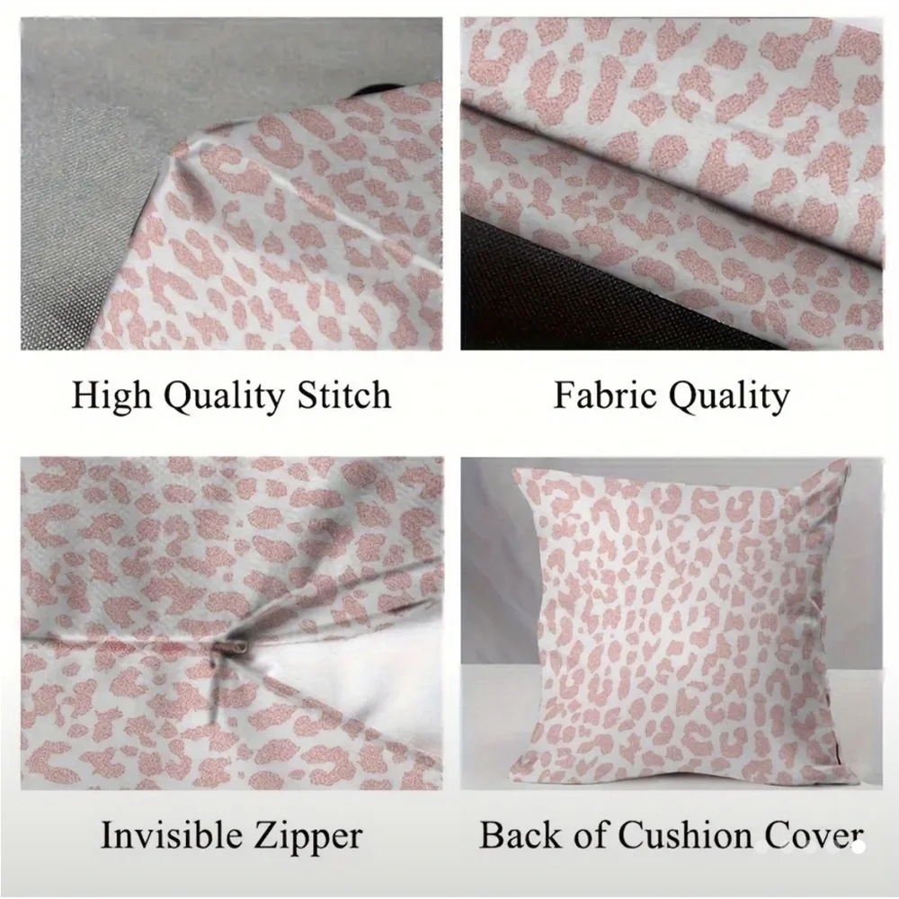 2 Pack Pink Leopard Print Accent Pillow Covers Only (Please see all pictures) - Picture 4 of 9